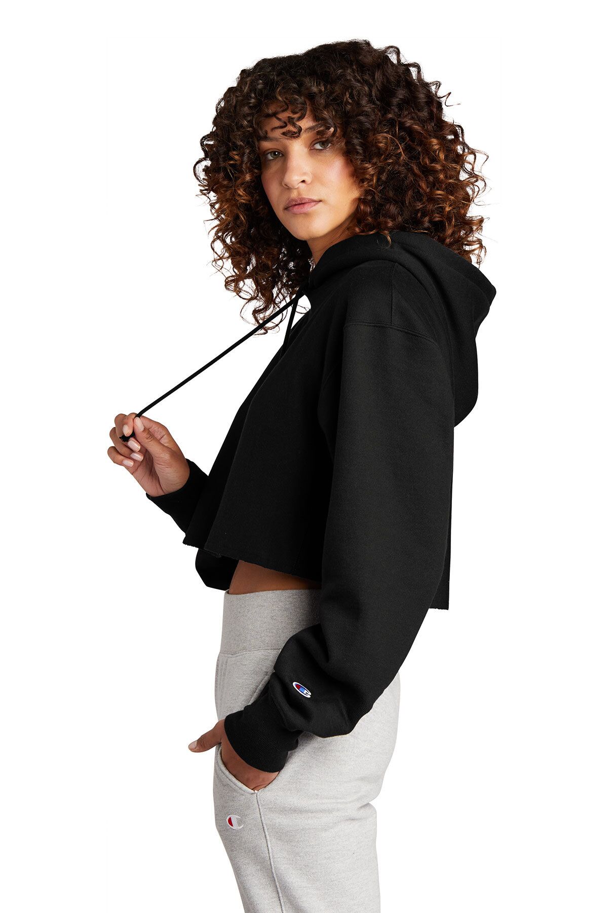 Cropped Cut-Off Hooded Sweatshirt